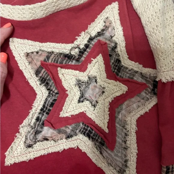 POL Celestial Patchwork Cropped Knit Top - Picture 4 of 5